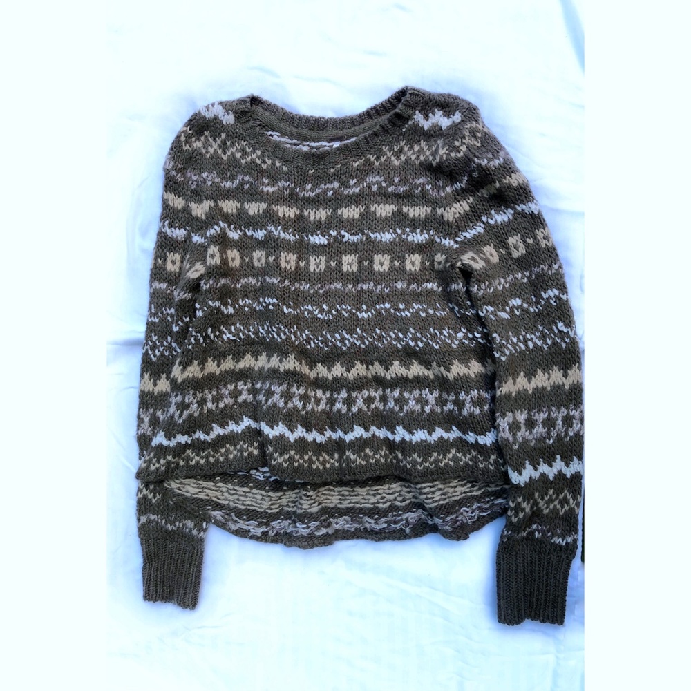 Gray Free People Chunky Knit Cozy Pullover Sweater